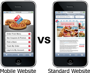 standard site vs mobile site